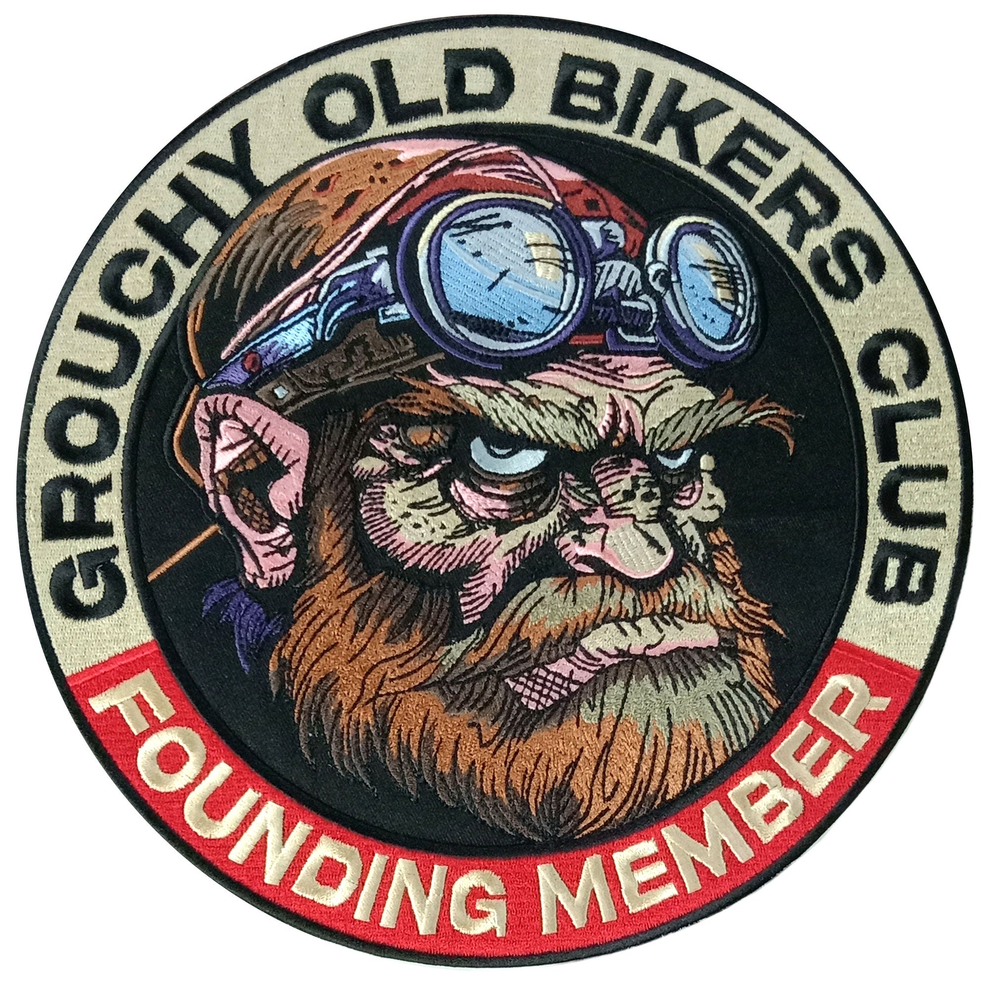 Hot Leathers Embroidered Patch PATCH GROUCHY OLD BIKER 10" PPQ2509