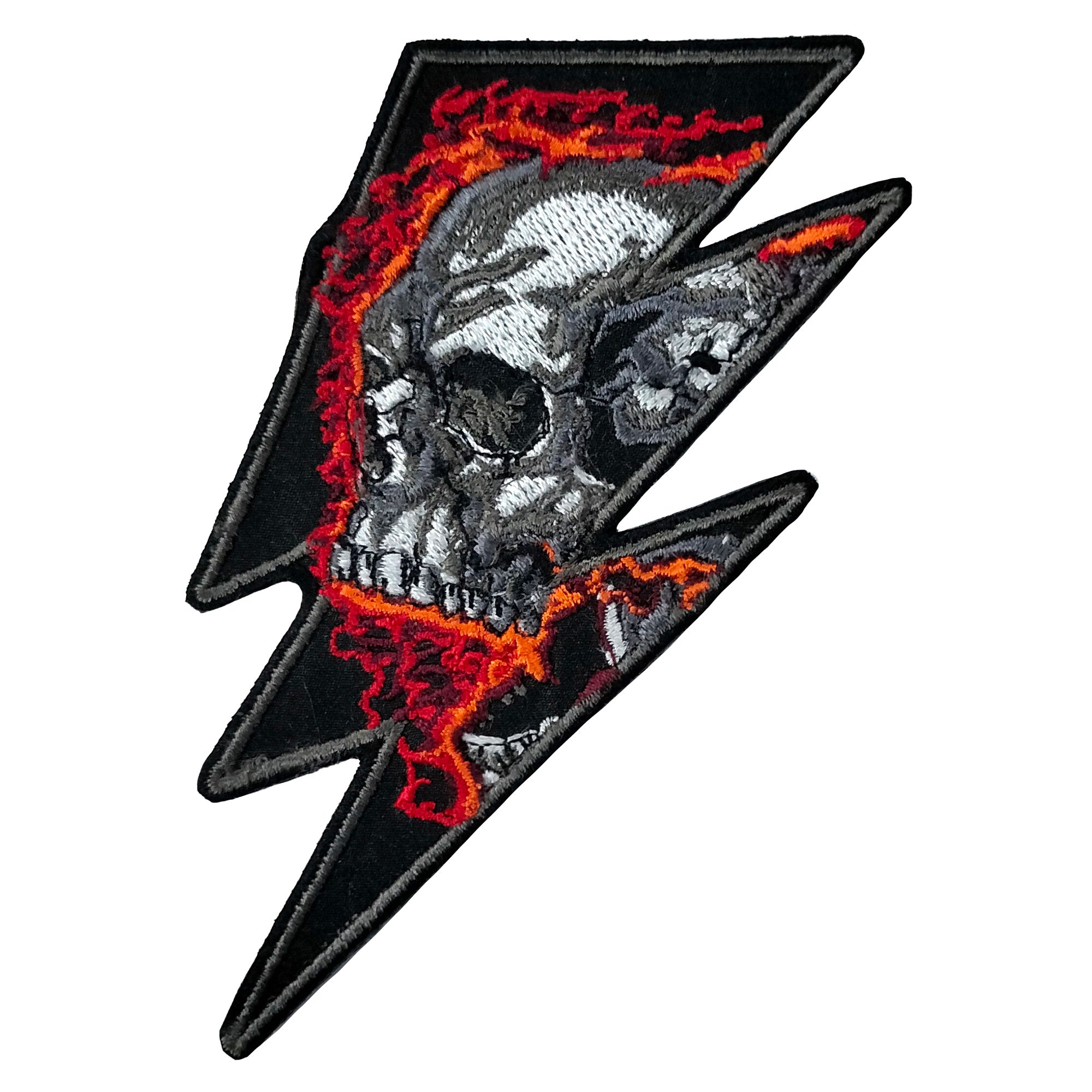 Hot Leathers Fire Bolt Skull Embroidered Patch - 3.25" x 4.5" - Iron-On or Sew-On - PPQ3003