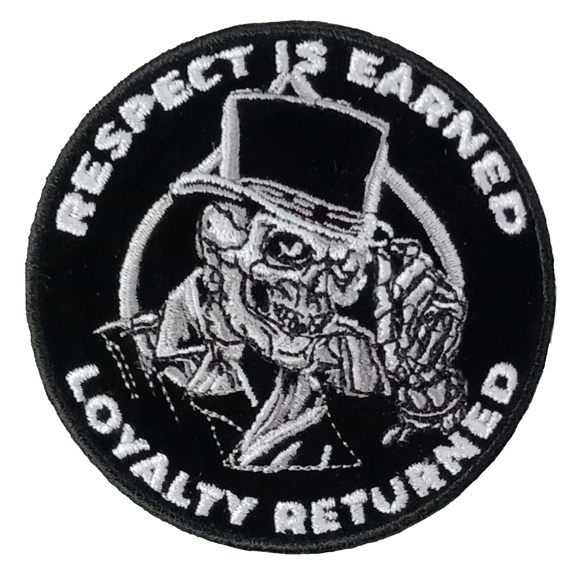 Hot Leathers Respect Is Earned Skull Embroidered Patch - 3" x 3" - Iron-On or Sew-On - PPW1130