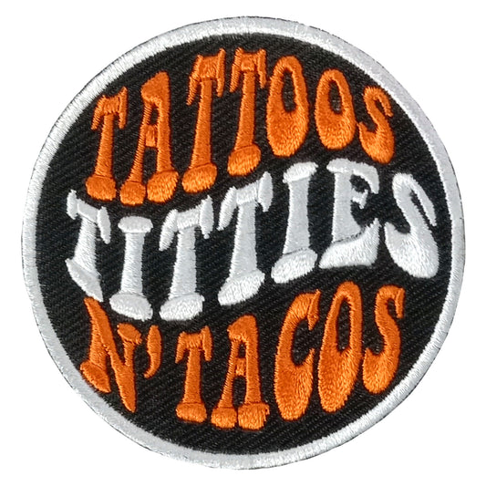 Hot Leathers TATTOOS TITTIES & TACOS 3" x 3" Embroidered Patch