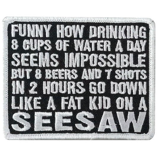 Hot Leathers FUNNY HOW DRINKING 3.5" x 2.9 Embroidered Patch