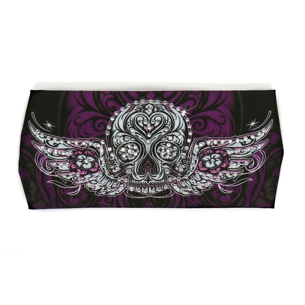 Hot Leathers Bling Bands Antique Sugar Skull Rhinestone Crystal Headband Wraps RWC2003