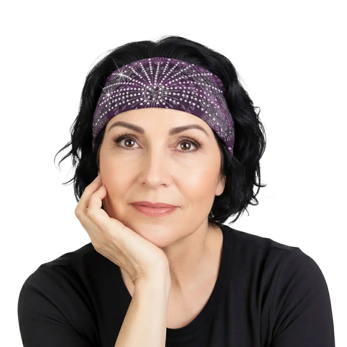 Hot Leathers Bling Bands Purple Bandana Rhinestone Crystal Headband Wraps RWC2006