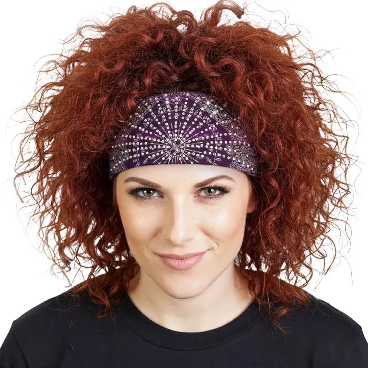 Hot Leathers Bling Bands Purple And White Bandana Rhinestone Crystal Headband Wraps RWC2007