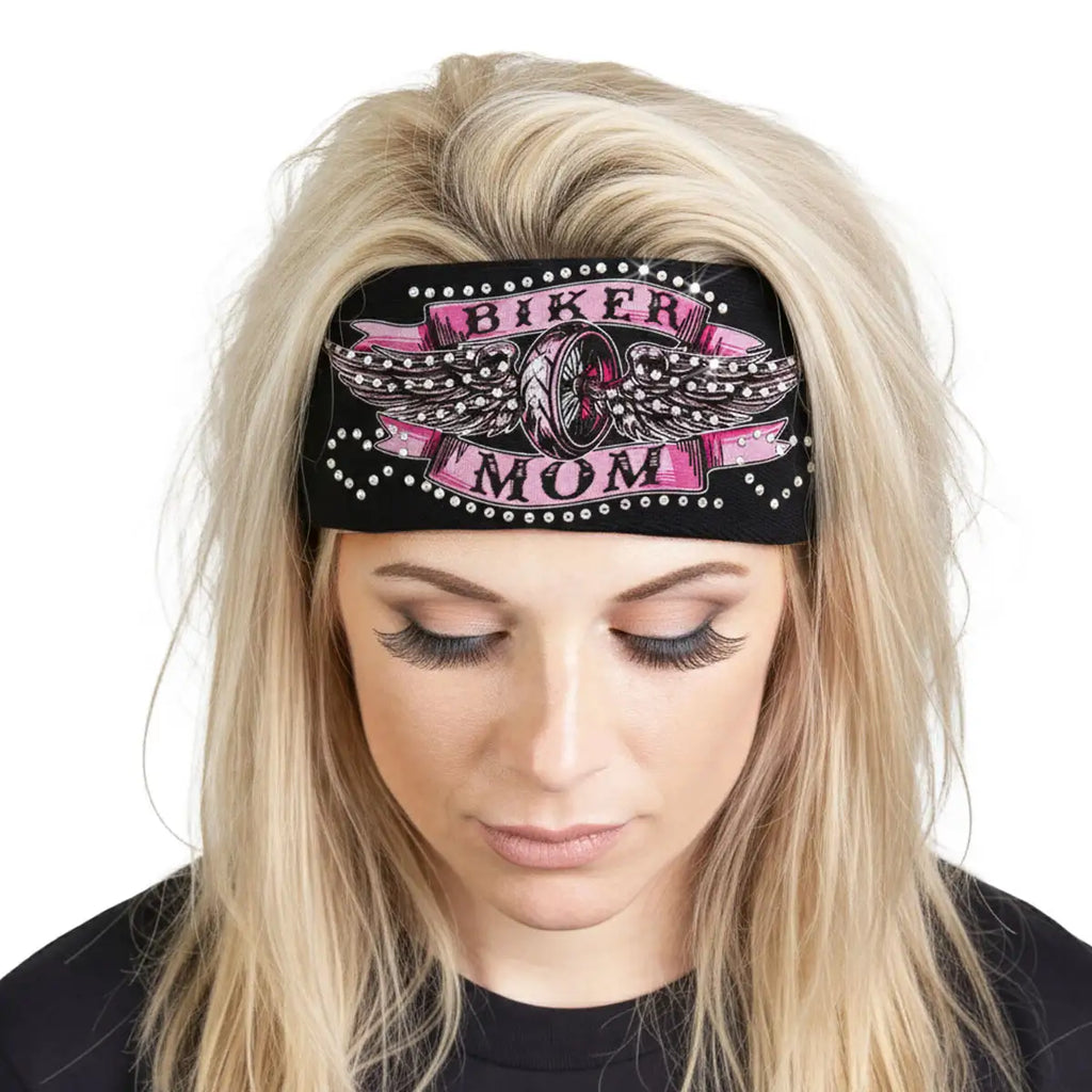 Hot Leathers Bling Bands Biker Mom Rhinestone Crystal Headband Wraps RWC2013