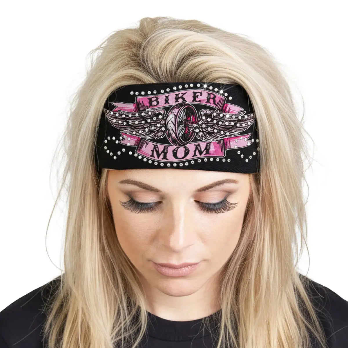 Hot Leathers Bling Bands Biker Mom Rhinestone Crystal Headband Wraps RWC2013