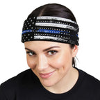 Hot Leathers Bling Bands Blue Flag Rhinestone Crystal Headband Wraps RWC2014