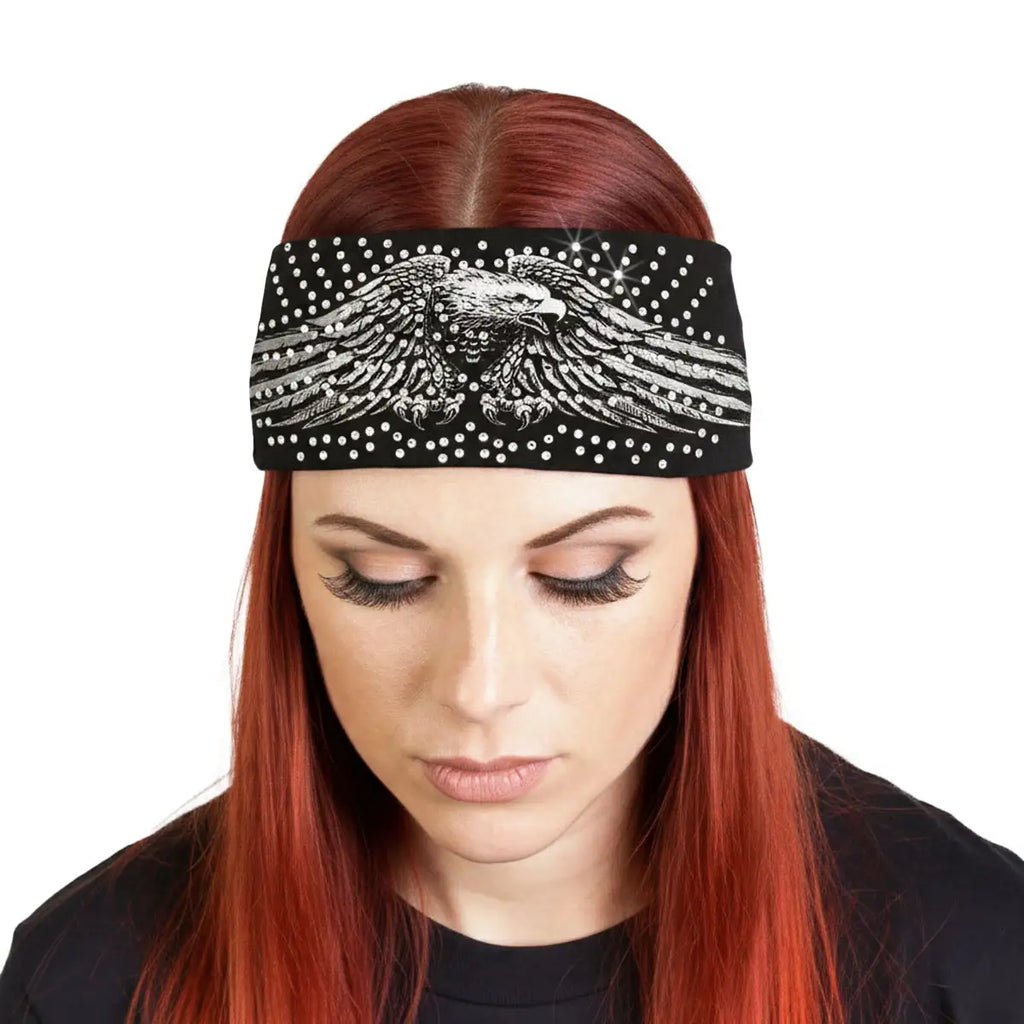 Hot Leathers Bling Bands Downwing Eagle Rhinestone Crystal Headband Wraps RWC2020