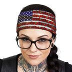 Hot Leathers Bling Bands Flag Roses Rhinestone Crystal Headband Wraps RWC2021