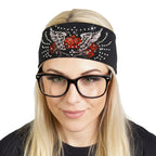 Hot Leathers Bling Bands Flying Rose Rhinestone Crystal Headband Wraps RWC2023