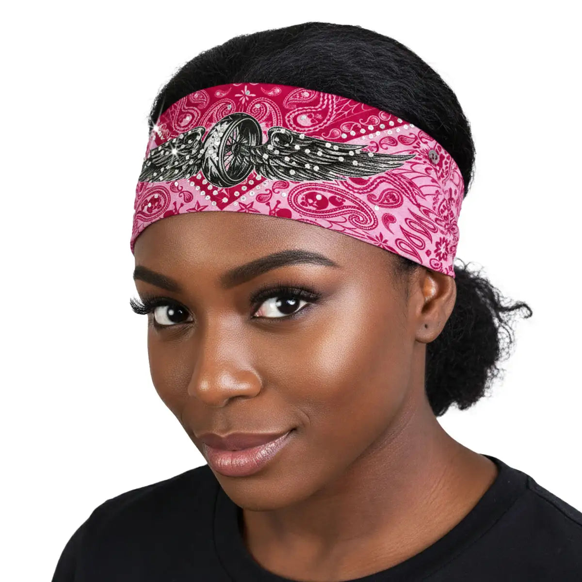 Hot Leathers Bling Bands Flying Wheel Sheild Rhinestone Crystal Headband Wraps RWC2024