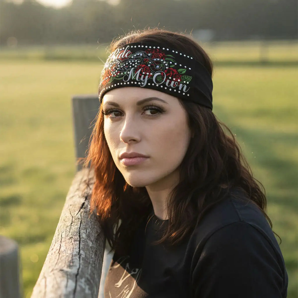 Hot Leathers Bling Bands I Ride My Own Rhinestone Crystal Headband Wraps RWC2028