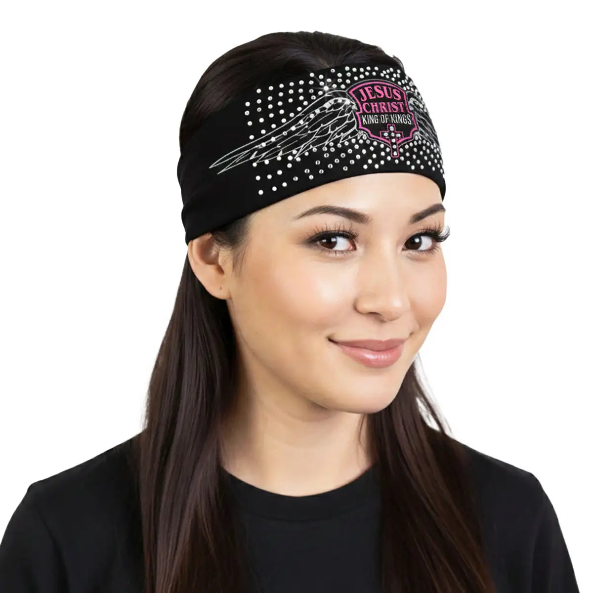 Hot Leathers Bling Bands Jesus Wing Rhinestone Crystal Headband Wraps RWC2029