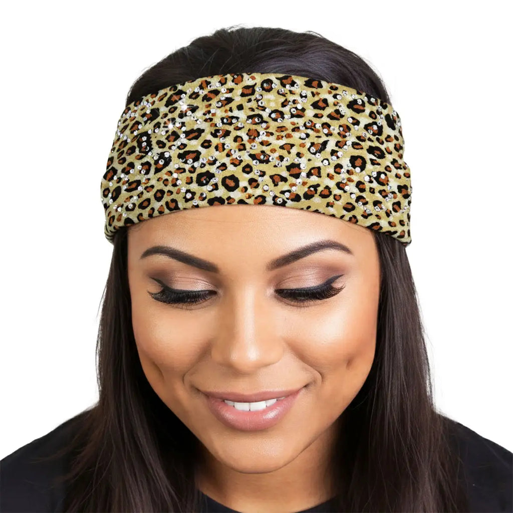 Hot Leathers Bling Bands Leopard Print Rhinestone Crystal Headband Wraps RWC2030