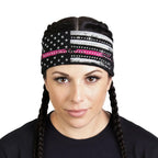 Hot Leathers Bling Bands Pink Flag Rhinestone Crystal Headband Wraps RWC2033