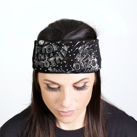 Hot Leathers Bling Bands Ride Like A Mother Rhinestone Crystal Headband Wraps RWC2037