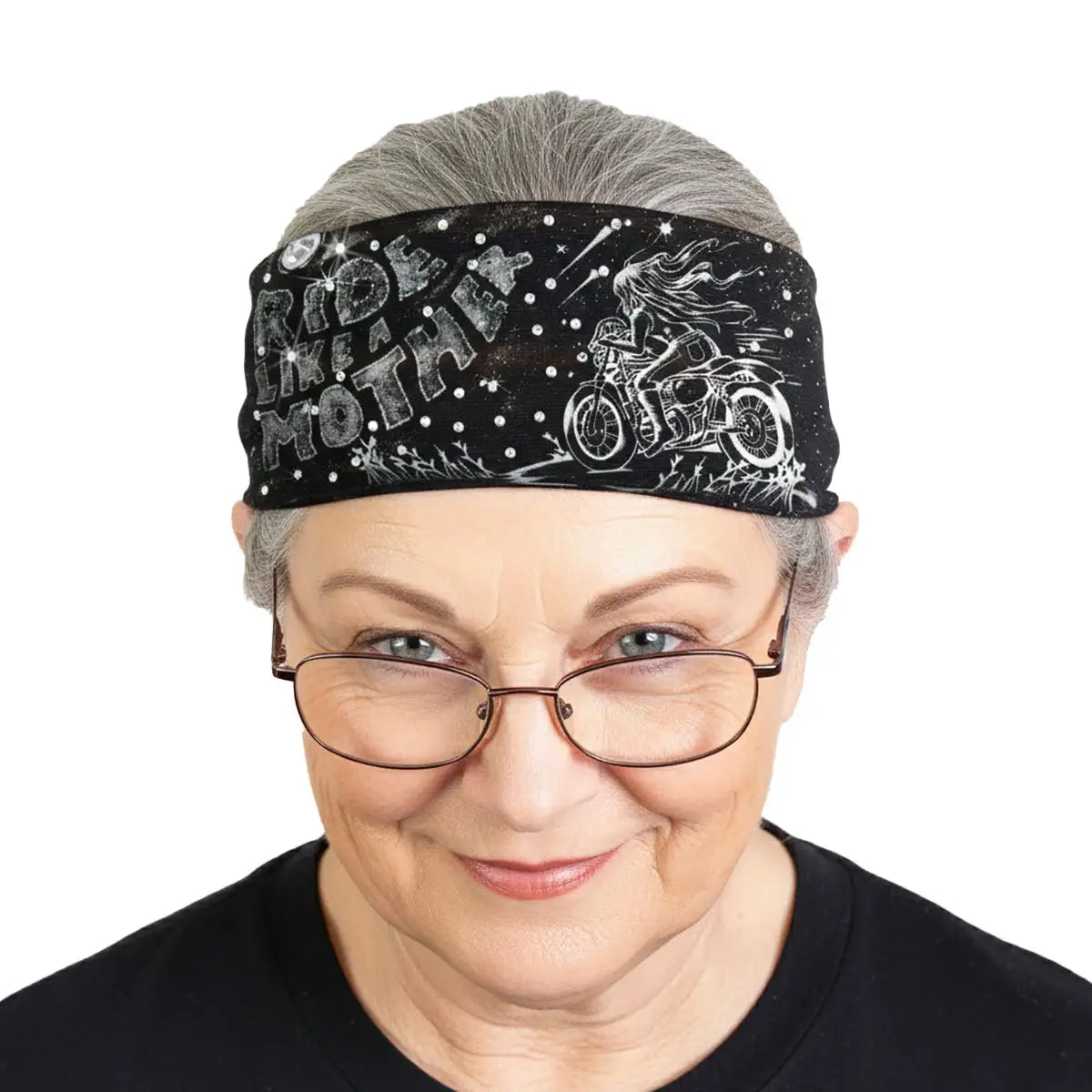 Hot Leathers Bling Bands Ride Like A Mother Rhinestone Crystal Headband Wraps RWC2037
