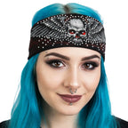 Hot Leathers Bling Bands Skull And Wings Rhinestone Crystal Headband Wraps RWC2041