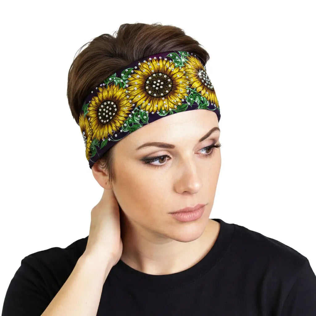 Hot Leathers Bling Bands Sunflowers Rhinestone Crystal Headband Wraps RWC2044