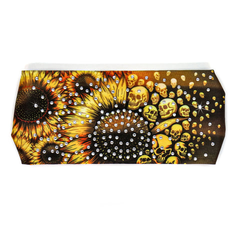 Hot Leathers Bling Bands Sunflower Skulls Rhinestone Crystal Headband Wraps RWC2045