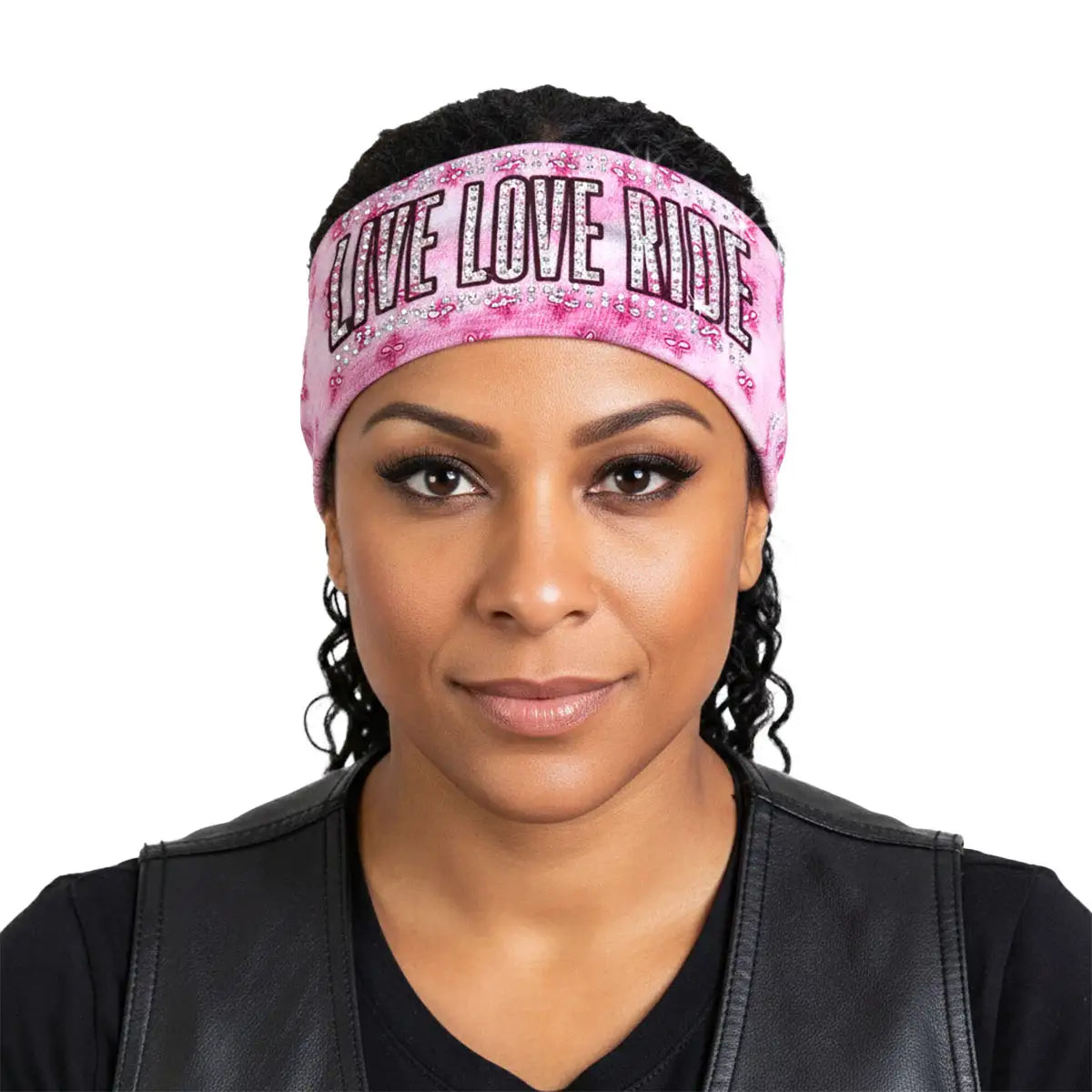 Hot Leathers Bling Bands T-Dye Live Love Rde Rhinestone Crystal Headband Wraps RWC2047