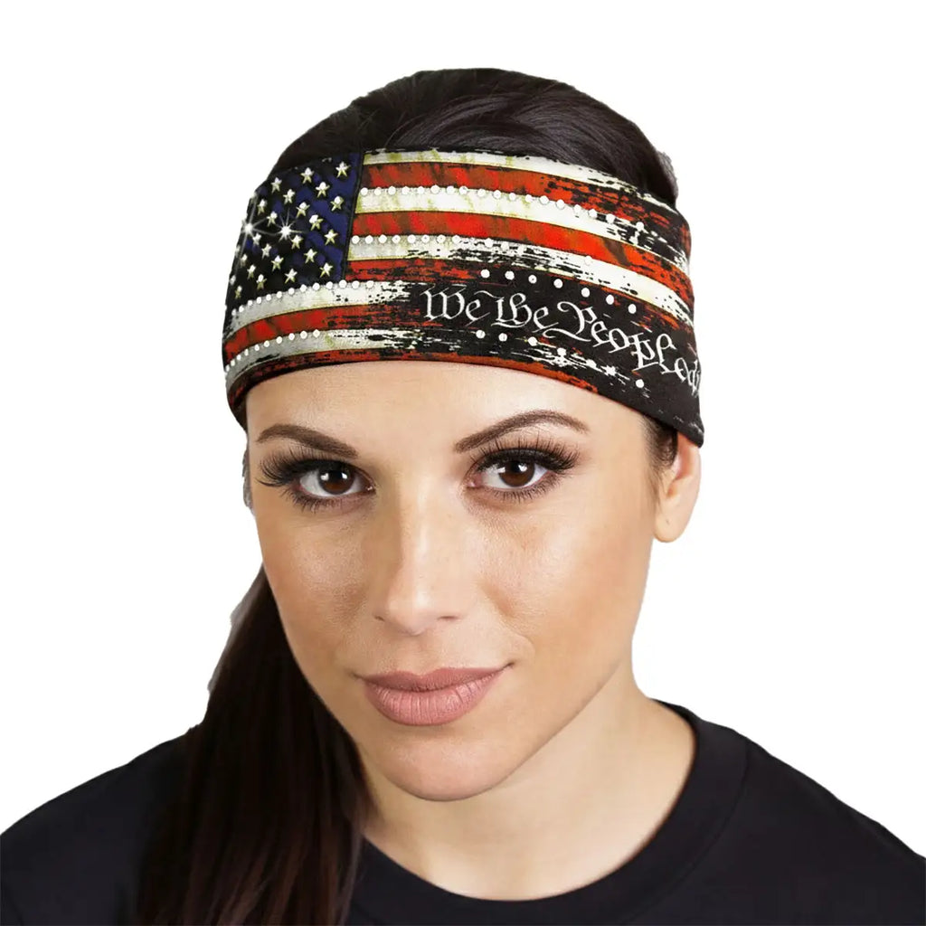 Hot Leathers Bling Bands We The People Rhinestone Crystal Headband Wraps RWC2049