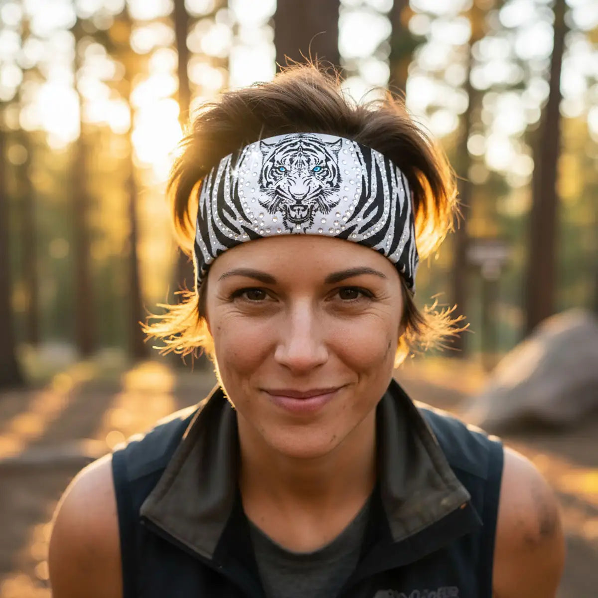 Hot Leathers Bling Bands White Tiger Rhinestone Crystal Headband Wraps RWC2050