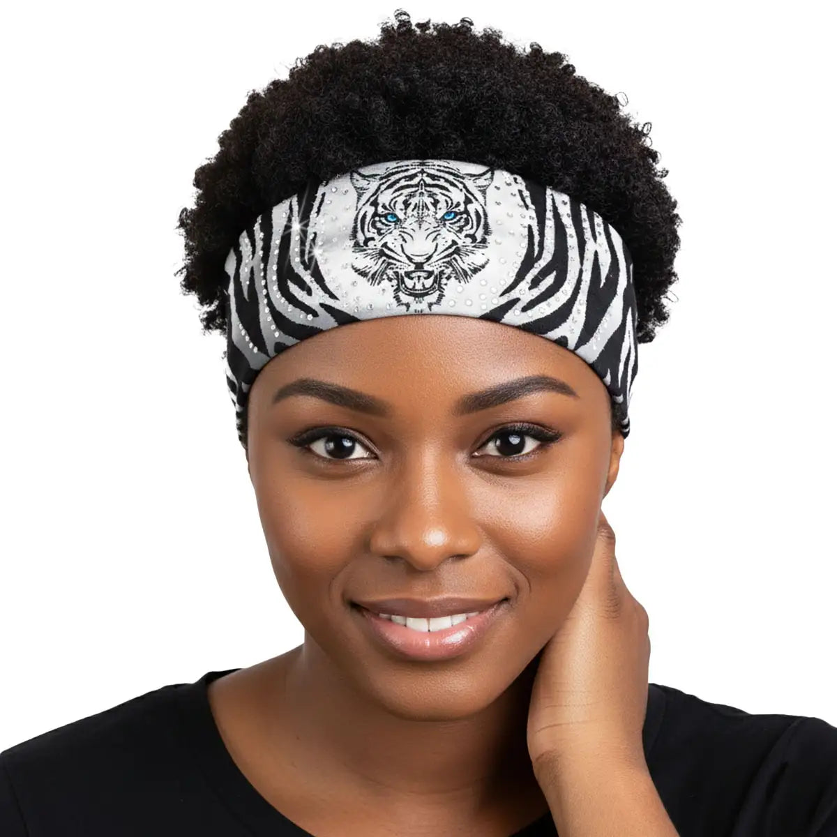 Hot Leathers Bling Bands White Tiger Rhinestone Crystal Headband Wraps RWC2050