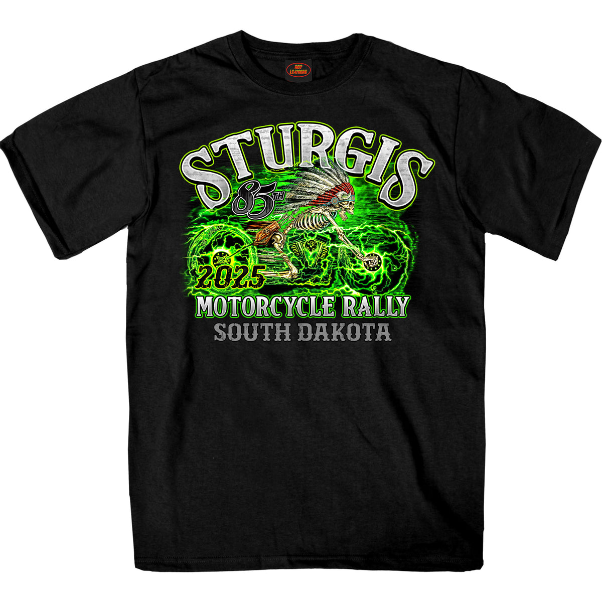 2025 Sturgis Motorcycle Rally Skeleton Chief Black Men's T-Shirt