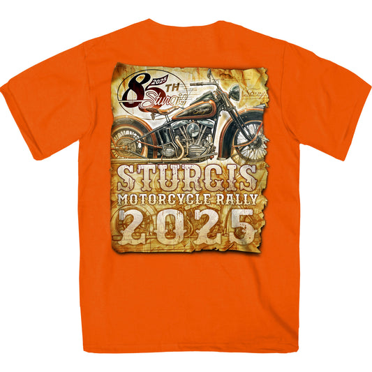 2025 Sturgis Motorcycle Rally Drafting Orange SS T-Shirt SPB1175