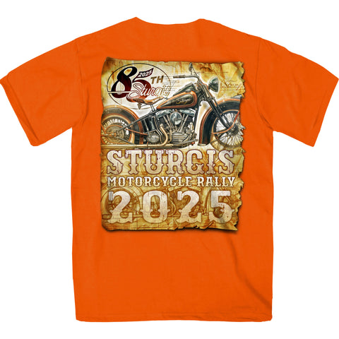 2025 Sturgis Motorcycle Rally Drafting Orange SS T-Shirt SPB1175