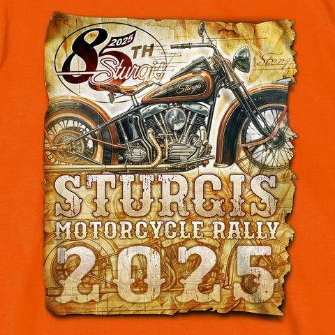 2025 Sturgis Motorcycle Rally Drafting Orange SS T-Shirt SPB1175