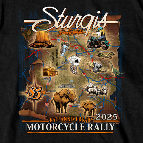 2025 Sturgis Motorcycle Rally Attractions Men's Black T-Shirt