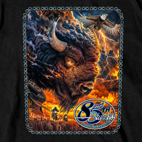 2025 Sturgis Motorcycle Rally American Bison SS Black T-shirt SPB1188