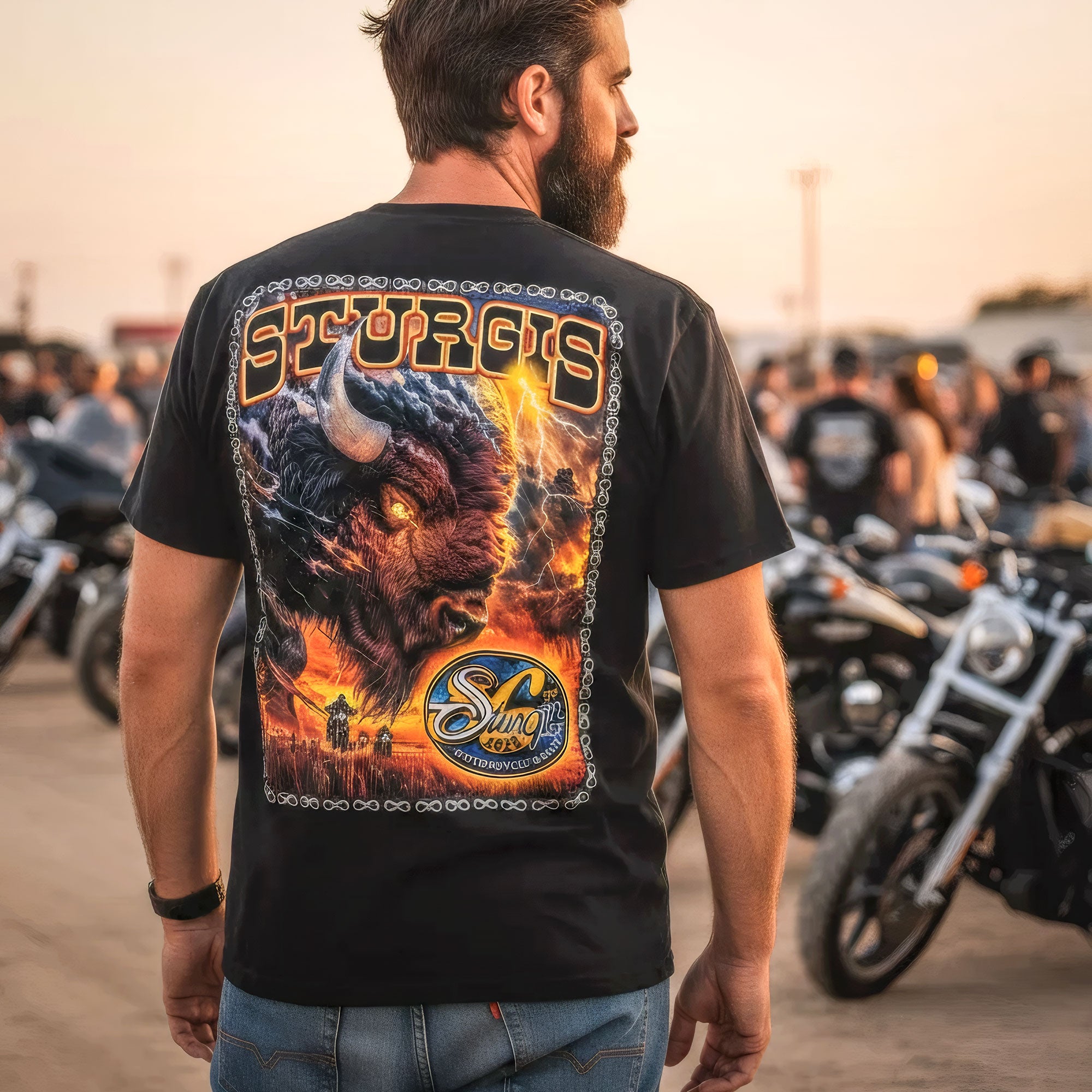 2026 Sturgis Motorcycle Rally American Bison Black SS T-Shirt SPB1207