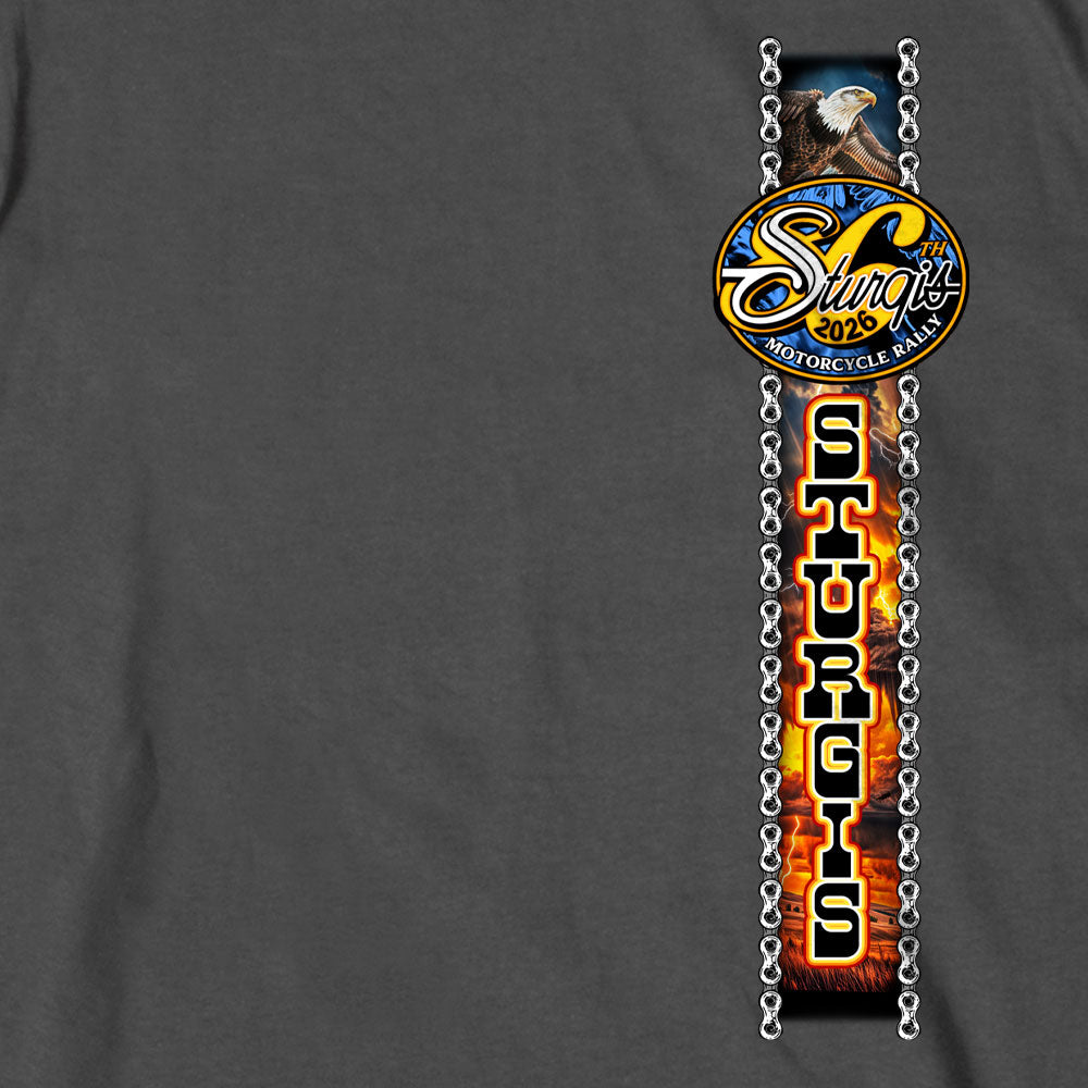 2026 Sturgis Motorcycle Rally American Bison Mens Charcoal SS T-Shirt SPB1208