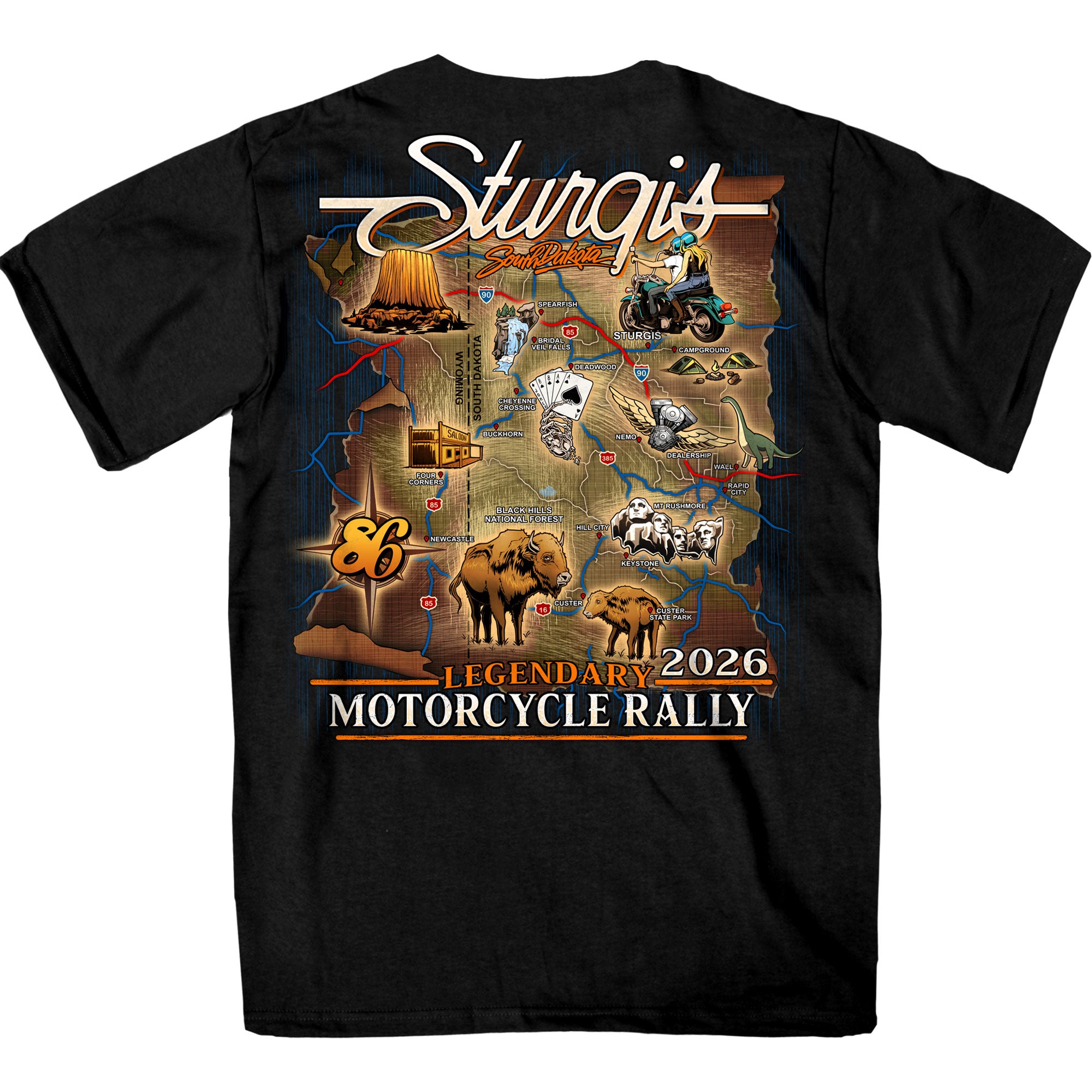 2026 Sturgis Motorcycle Rally Attractions Mens BlackT-Shirt SPB1209
