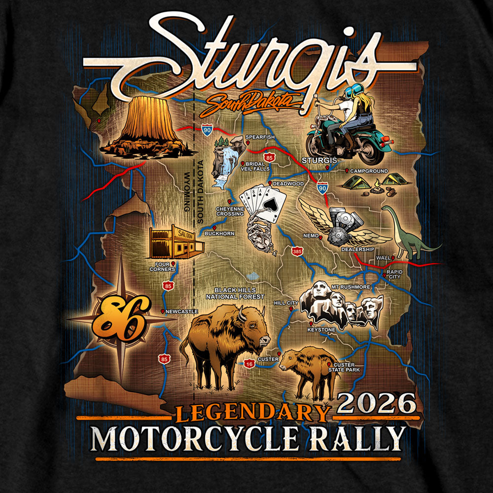 2026 Sturgis Motorcycle Rally Attractions Mens BlackT-Shirt SPB1209