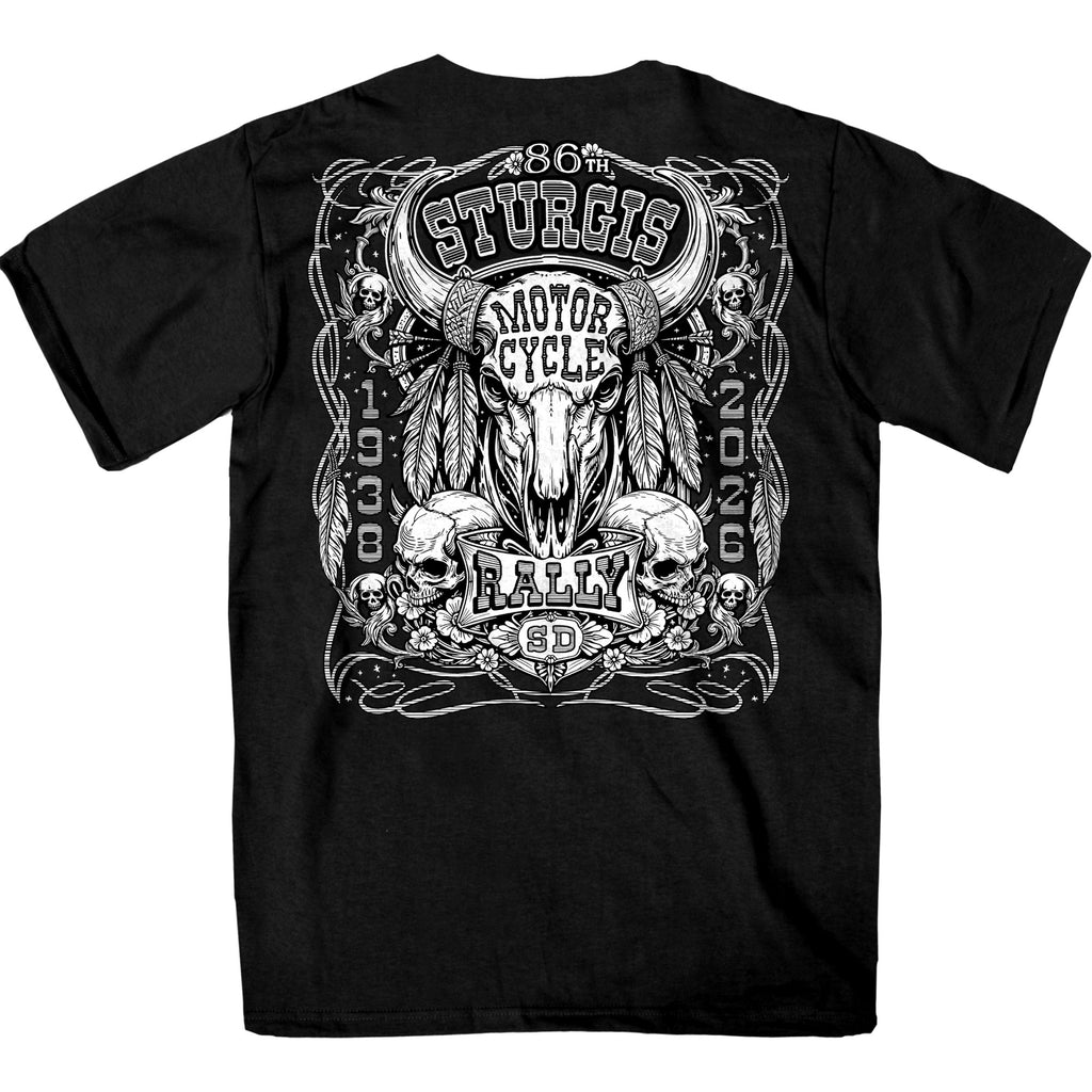 2026 Sturgis Motorcycle Rally Biason Skull Mens Black T-Shirt SPB1211