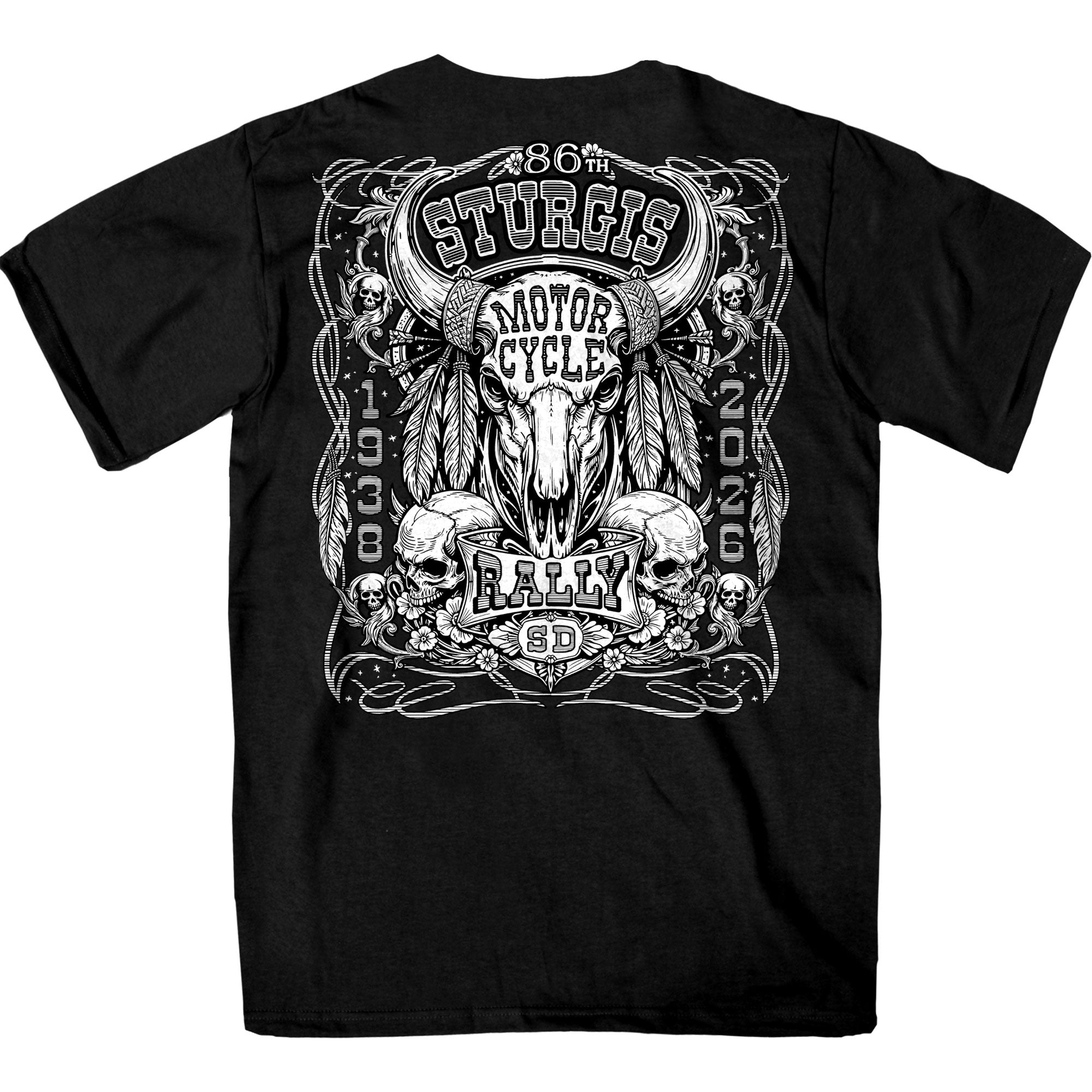 2026 Sturgis Motorcycle Rally Biason Skull Mens Black T-Shirt SPB1211