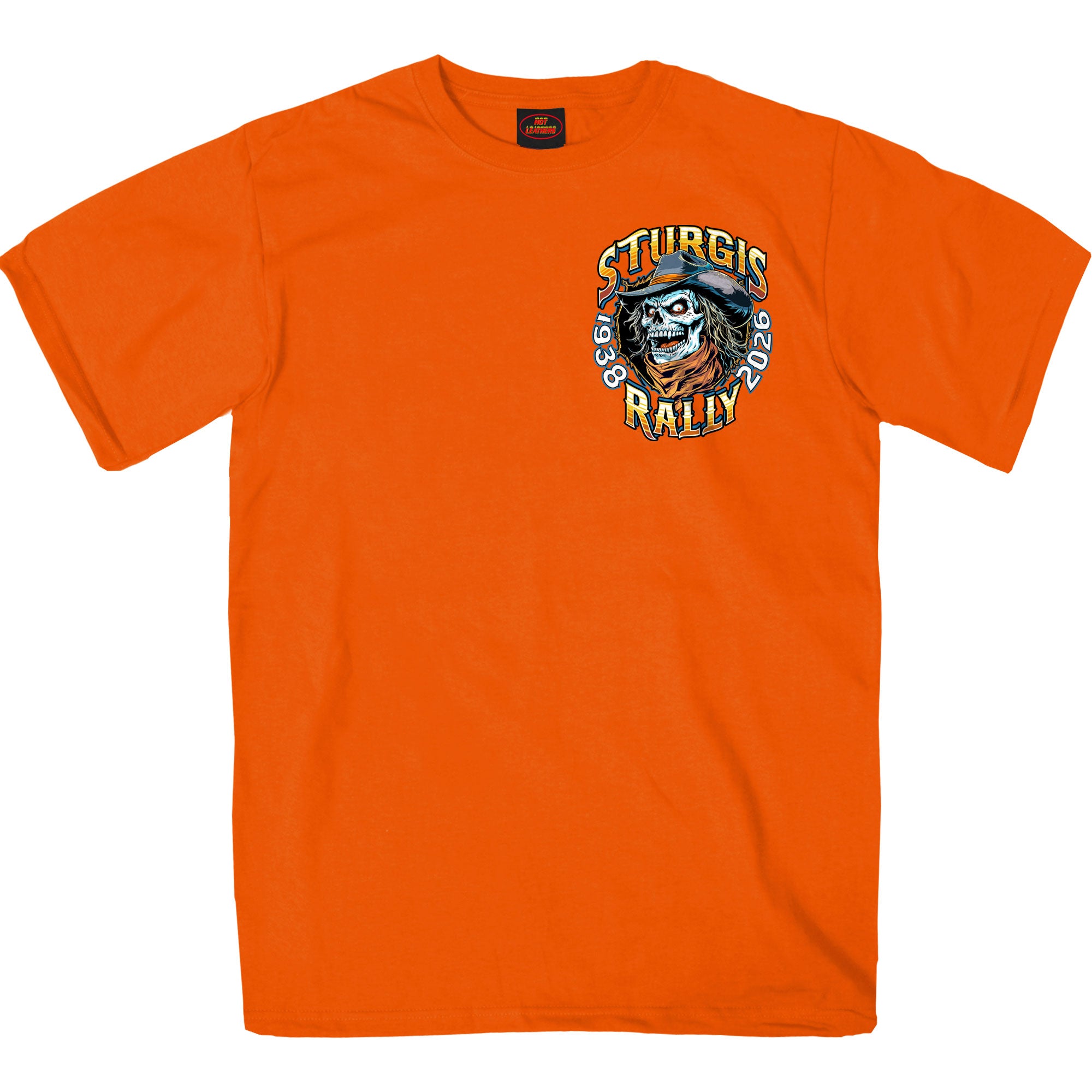 2026 Sturgis Motorcycle Rally Cowboy Skull Mens Orange T-Shirt SPB1215