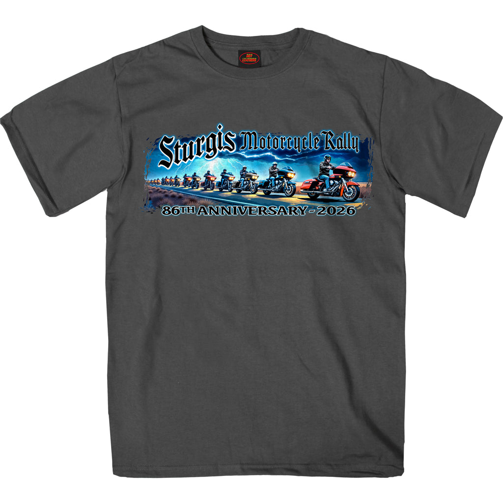 2026 Sturgis Motorcycle Rally Eagle Storm Mens Charcoal T-Shirt SBP1217