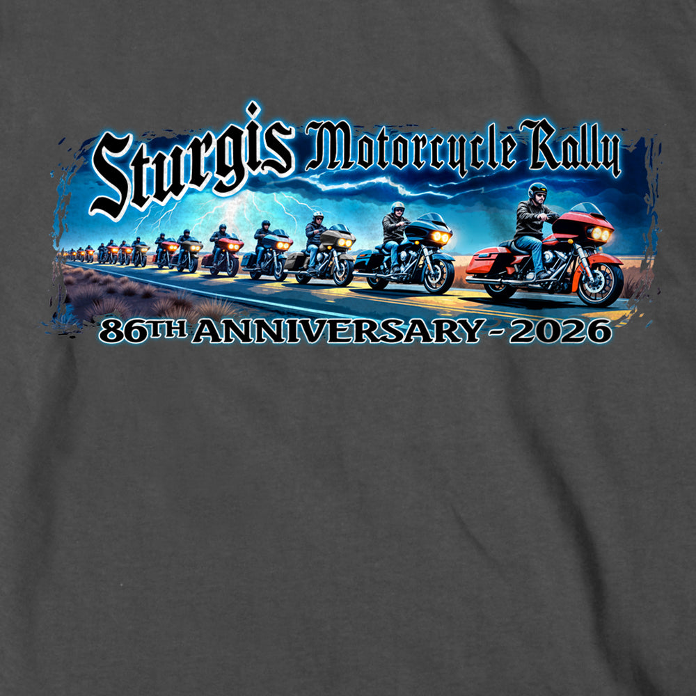 2026 Sturgis Motorcycle Rally Eagle Storm Mens Charcoal T-Shirt SBP1217