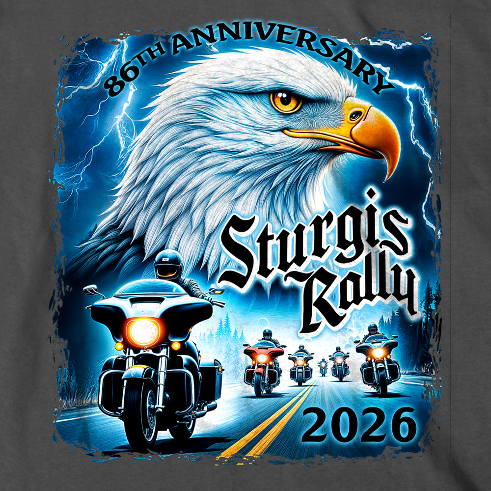 2026 Sturgis Motorcycle Rally Eagle Storm Mens Charcoal T-Shirt SBP1217