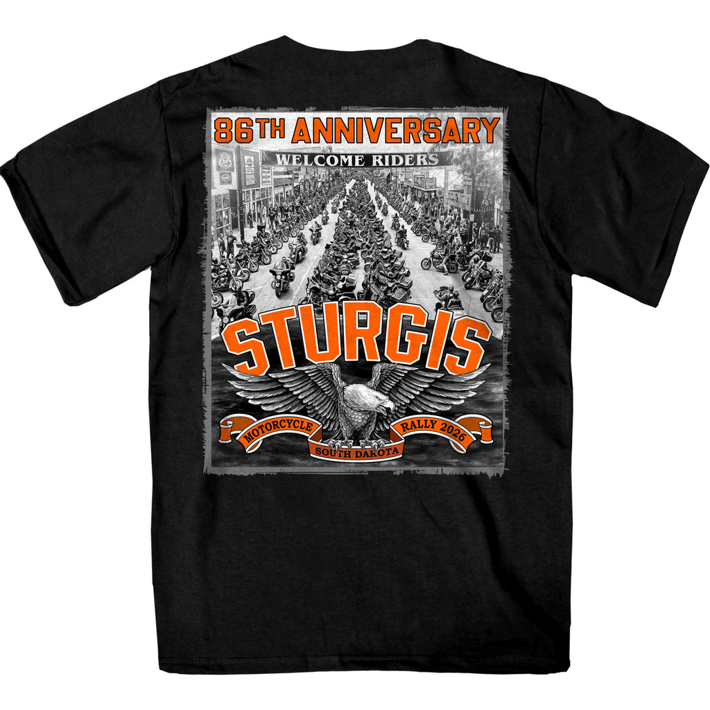 2026 Sturgis Motorcycle Rally Main Street Mens Black T-Shirt SPB1222