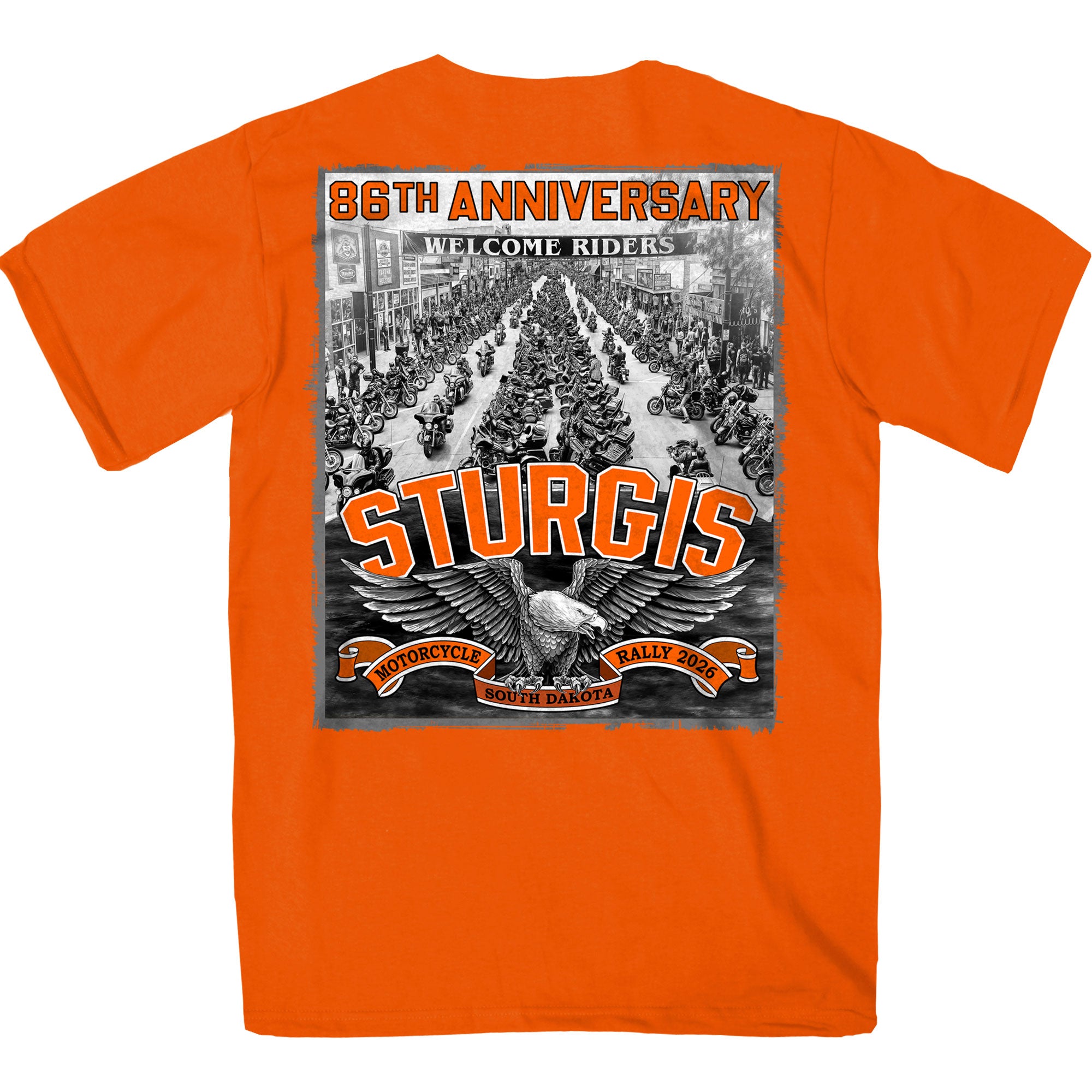 2026 Sturgis Motorcycle Rally Main Street Mens Orange T-Shirt
