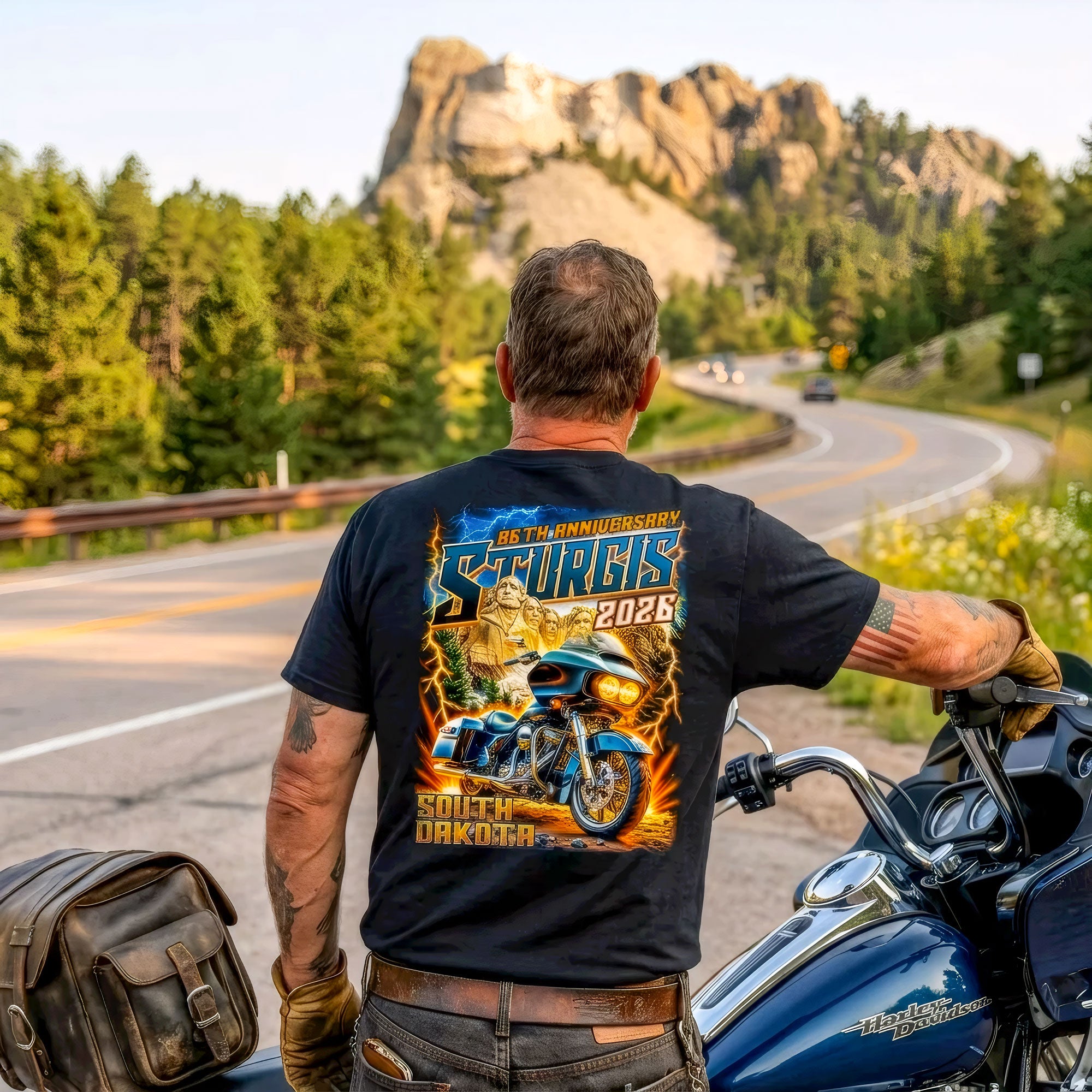 2026 Sturgis Motorcycle Rally Rushmore Mens Black T-Shirt SPB1226