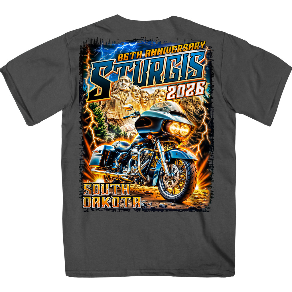 2026 Sturgis Motorcycle Rally Rushmore Mens Charcoal T-Shirt SPB1227