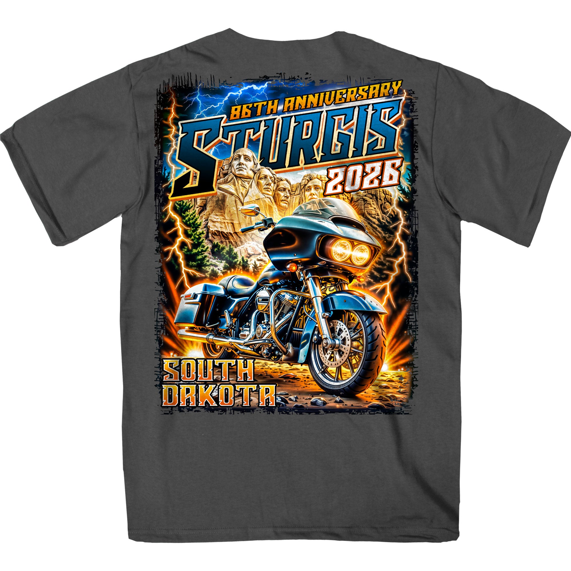 2026 Sturgis Motorcycle Rally Rushmore Mens Charcoal T-Shirt SPB1227