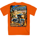 2026 Sturgis Motorcycle Rally Rushmore Mens Orange T-Shirt SPB1228